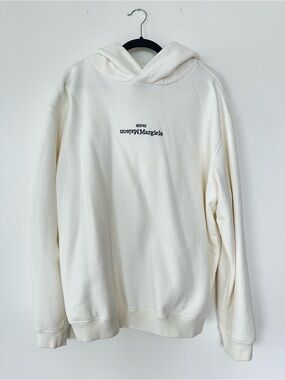 Maison Martin Margiela Off-White Hoodie with Inverted Logo